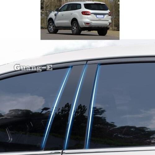 For Ford Everest 2016-2020 Car PC Material Pillar Post Cover Door Trim Window Piano Black Molding Sticker Plate Parts