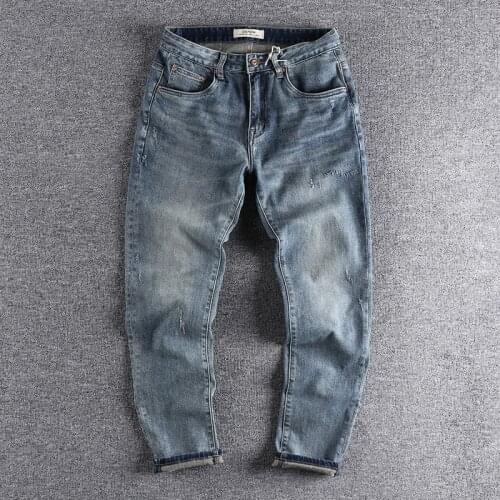 2021 new arrival Light blue trend jeans mens slim PANTS YOUTH trouser for promotion wholesale 338