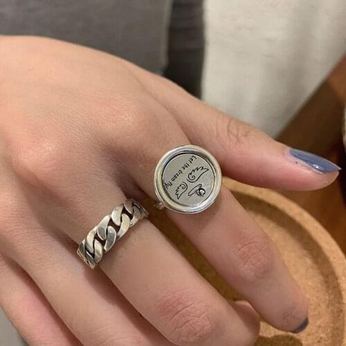 New Vintage Silver Color Big Round Angel Wings Rings For Women Fashion Jewelry Cute Ladies Finger Accessories