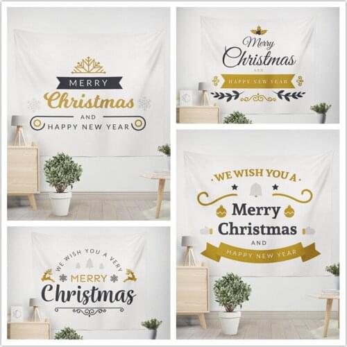 Personality Christmas Style Tapestry Happy Wall Hanging Background Home Decor Living Room Party Chic Valance Ornaments