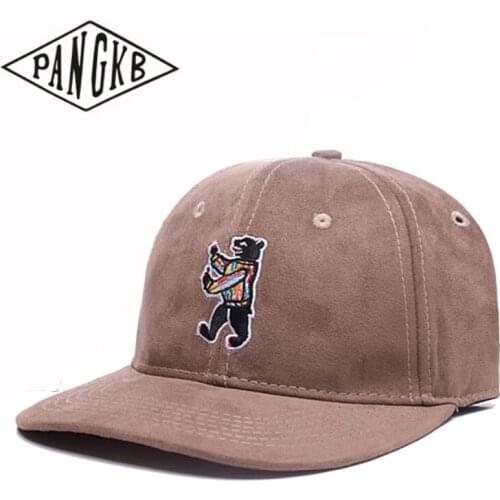 PANGKB Brand Brown Bear CURVED CAP suede hip hop baseball cap for men women adult outdoor casual sun adjustable snapback hat