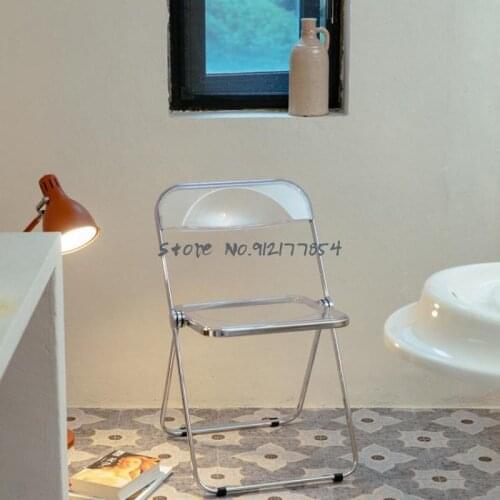 Transparent Chair Ins Acrylic Plastic Backrest Dining Chair Makeup Chair Folding Female Clothing Store Net Red Photo Stool