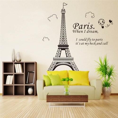 Romantic Paris Eiffel Tower decoration Beautiful View of France DIY Wall Stickers WallpaperArt Decor Mural Room Decal
