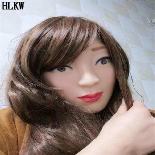 Sexy Slicone Realistic Female Mask Slicone Sunscreen Mask Women Skin Masquerade Masks Transgender Half Covered Mask Role Play