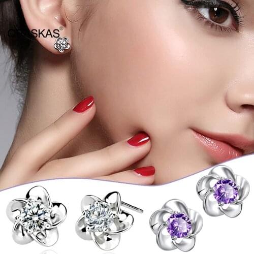 Floral Stud Earrings with Zircon Glittery Earrings 2021 trend Flower Ear Stud Alloy Small Ear Jewelry Gift for Girls Women Teens