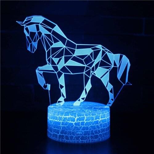 Majestic Horse theme 3D Lamp LED night light 7 Color Change Touch Mood Lamp Christmas present Dropshippping