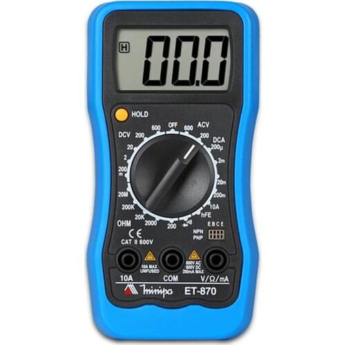 Minipa ET-870 high-precision digital multimeter, manual, handheld, LCD display multimeter