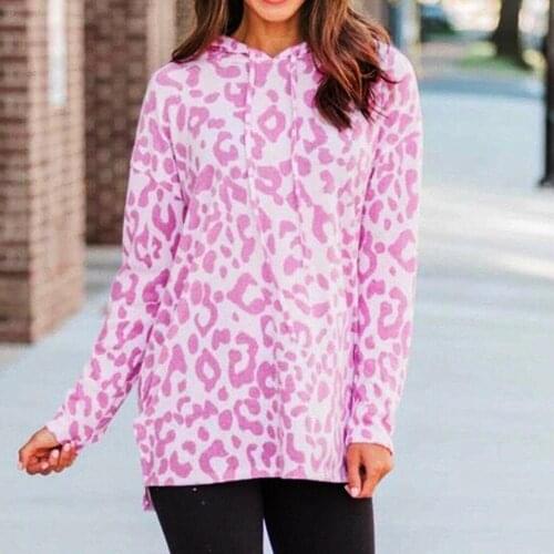 WOMAIL Fashion Women Hooded Pullover Pretty Leopard Individuality Print Casual Long Sleeve Top Sweatshir Hoodies