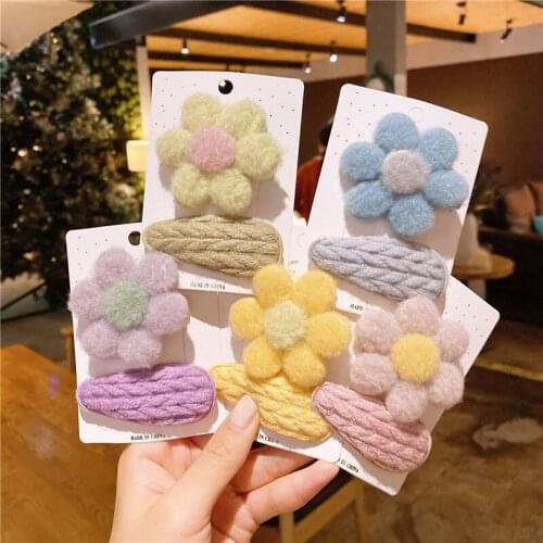 MISANANRYNE Korean Sweet Girl Baby Beautiful Colorful Knitted Flower BB Clip Hair Accessories Fashion Simple Children Hairpins