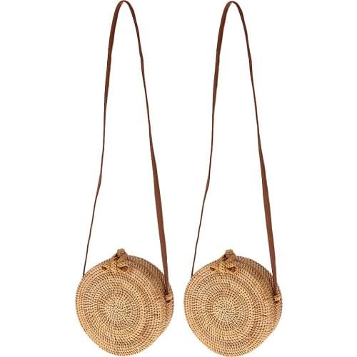 Women Boho Rattan Straw Woven Crossbody Summer Beach Bag Messenger Handbag