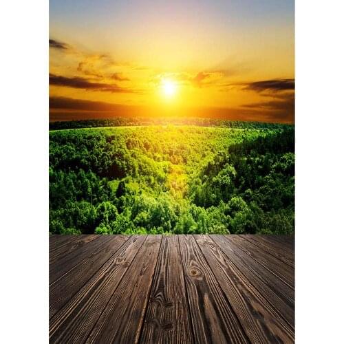 Sunset Scenic Wood Floor Photography Backdrops For Photo Studio Vinyl Photo Backgrounds Custom Baby Portrait Children Photophone