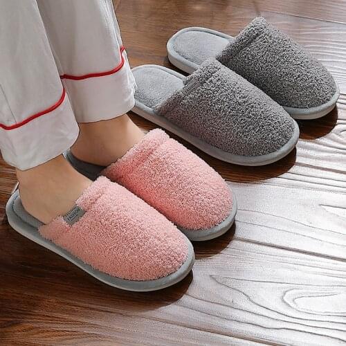 Unisex winter warm cotton slippers big size Fluffy furry men slippers soft cozy home slippers for men Non-slip