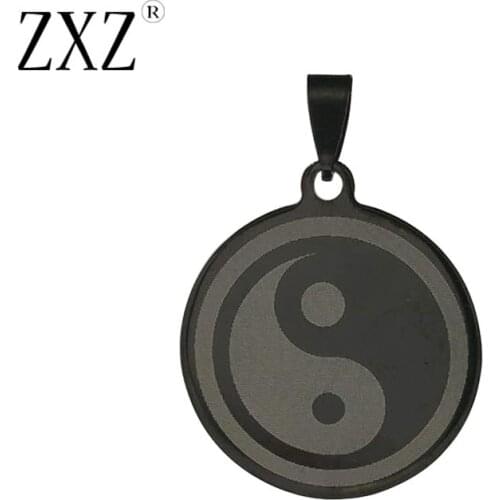 ZXZ Fashion High Quality Stainless Steel Tai Chi Yin Yang Bagua Round Charm Pendant for Necklace Luchly DIY Jewelry Findings