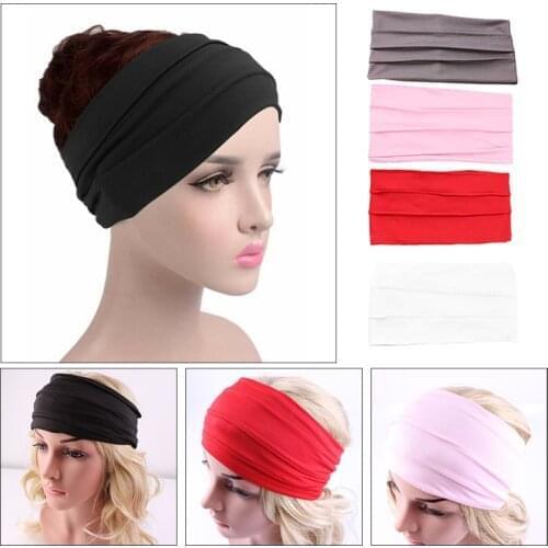 1 PC Solid Color Fold Yoga Headband Nonslip Elastic Stretch Hairband Turban Running Headwrap Wide Sports Accessories Dropship