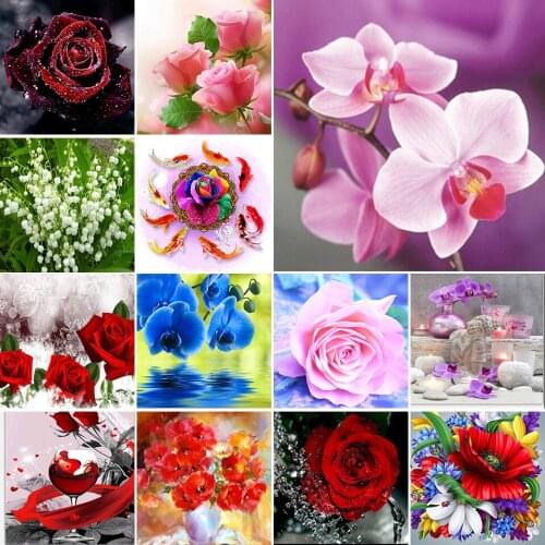 5D DIY Diamond Painting Flower Rose Cross Stitch Full Square Drill Embroidery Diamond Mosaic Picture of Rhinestones Decor Gift