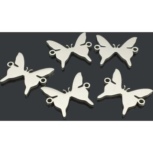 10pcs Butterfly Stainless Steel Connect Pendant Two Hole Stainless Steel Charm for Wish Bracelet Necklace Making