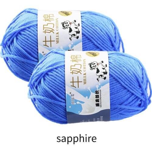 2Pcs/Set 100g Sapphire Cotton Baby Wool Hook Package Scarf Yarn Knitting Crochet Sewing Material Soft Handmade Home Craft