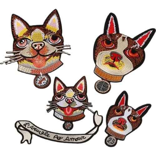 10pcs/lot Embroidery Patches Letters Cute Animals Dog Clothing Decoration Accessories Diy Iron Heat Transfer Applique