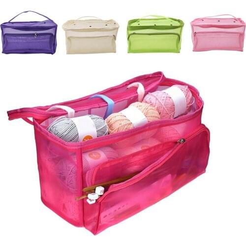 3 Holes Knitting Yarn Storage Bag Crocheting Hook Needles Sewing Tools Pouch