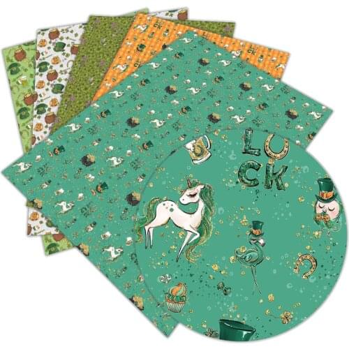 30 cm x 136 cm St. Patricks Day Printed PU Leather Fabric DIY Sewing Garment HairBow Bags L087 L088