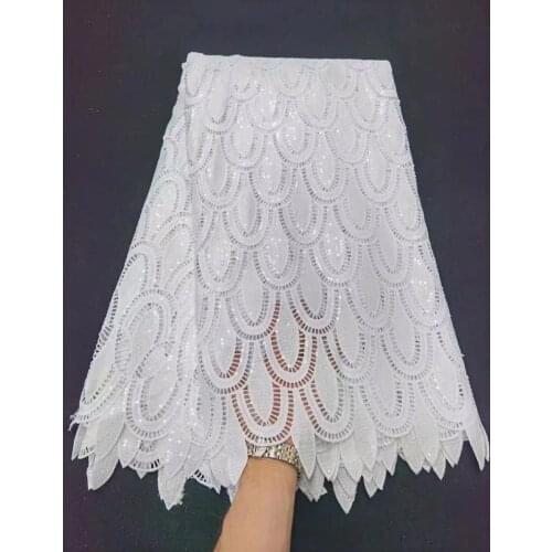 White lace fabric for wedding dresses tissu mariage nigerian lace fabric sequins fabric cord lace high quality 5yard