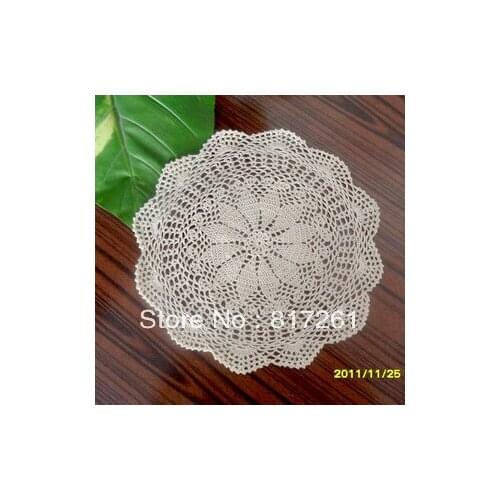 Free shipping 5 pic/lot fashion zakka 33cm round crochet table mat coffee cup pad tea coaster place mat heat pad lace doilies