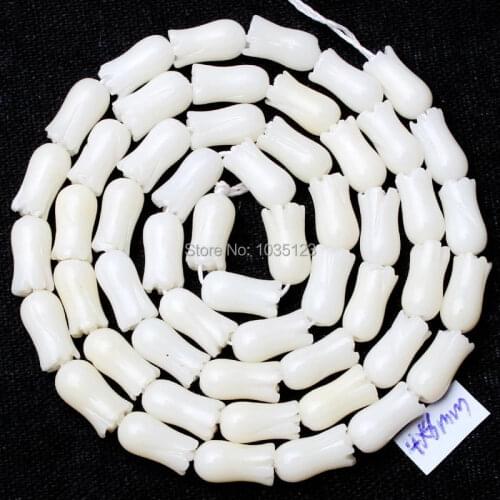 High Quality 4x8mm Natural Smooth White Coral Carved Flower Shape Loose Beads Strand 38cm DIY Creative Jewellery Making w1918