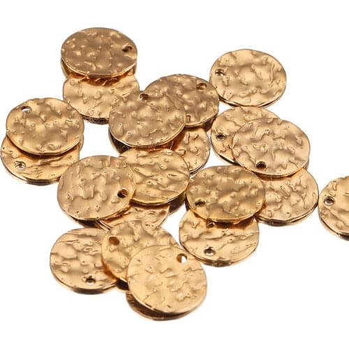 20pcs/lot 8 10 12mm Gold Plated Stainless Steel Tags Texture Round Charms Blank Coin Beads for DIY Necklace Bracelet Making