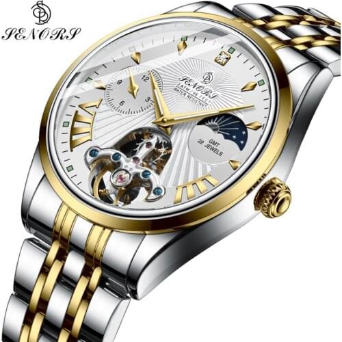 Mens Mechanical Watches SENORS Men Watch Top Brand Luxury Fashion Business Stainless Steel Automatic Self-Winding Wristwatch