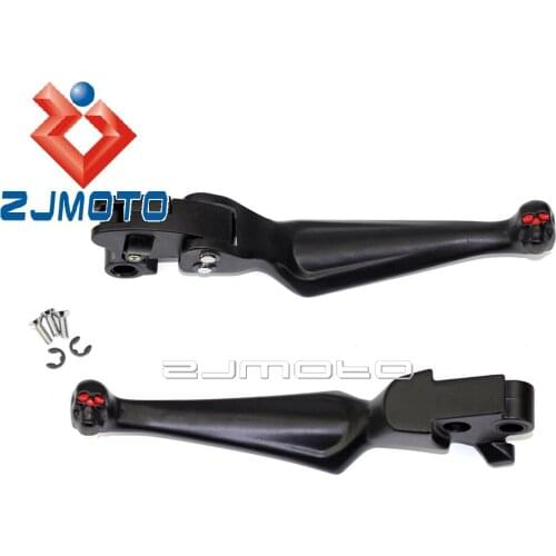 Black Skull Adjustable Brake Clutch Levers For Harley Softail Dyna 96-2013 Electra Glide Road Glide Road King Street Glide 96-07