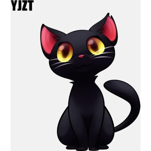 YJZT 12.3CM*16.5CM Witch Cat Halloween Car Sticker PVC Decorative Decal 11-00998