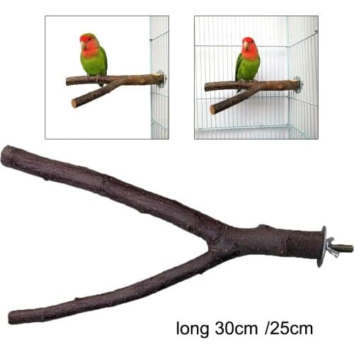 Wood Parrot Stand Tree Branch Resk Holder Toys Perches Climbing Standing