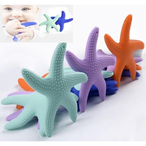 BalleenShiny Baby Molars Baby Starfish Teether Toys Toddle Safe and Healthy Silicone Chew Care Nursing Beads Gift For Infant