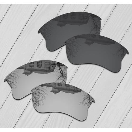 E.O.S 2 Pairs Black & Silver Polarized Replacement Lenses for Oakley Flak Jacket XLJ Sunglasses