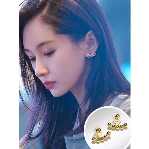 18K Gold Import Solid Yellow Gold Jewelry (AU750) Women Designer Ear Ring Simple Fashion 2 Belts Fashion Items Wedding Earrings