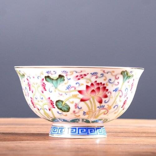 4/5/6inch Chinese Enamel Color Ceramic Tableware Household Soup Rice Bowl Ramen Bowls Kitchen Utensils Porcelain Dinnerware Gift