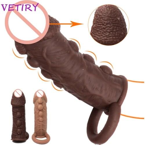 Big Dotted Penis Sleeve Penis Ring Sex Toys for Man With Solid Glans Dildo Extender Soft Penis Extender Condom Delay Ejaculation