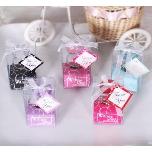 Metal ABS Crystal Ring Keychain With This Ring Key Ring Wedding Favors Gifts 5 Colors 1000pcs/lot lin5016