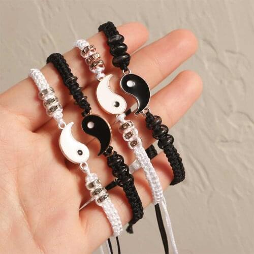 2021 Fashion Couple Bracelet Chinese Style Retro Tai Chi Alloy Accessories Hand Woven Rope BFF Best Friend Friendship Jewelry