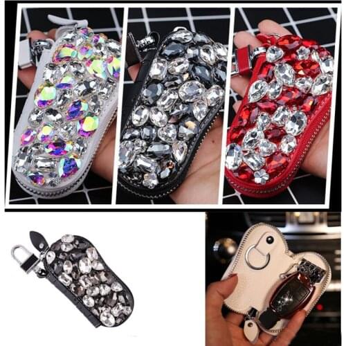 Fashion Crystal Car Key Case Car Keychain Coin Purse Decoration Ladies Key Holder Organizer Auto Key Cover Accessorie Car stying