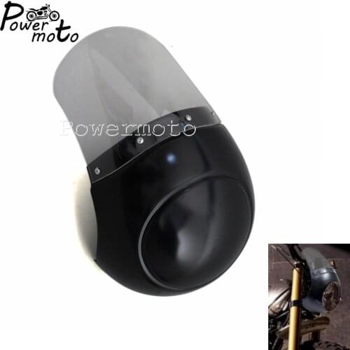 Motorcycle Vintage Gloss Black Headlight Fairing Windshield Fairing Mask Bullet For Harley Cafe Racer Chopper Bobber Light Mask
