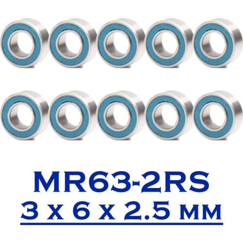 MR63-2RS Bearing ABEC-3 10PCS 3x6x2.5 mm Miniature MR63RS Ball Bearings Blue Sealed L-630DD