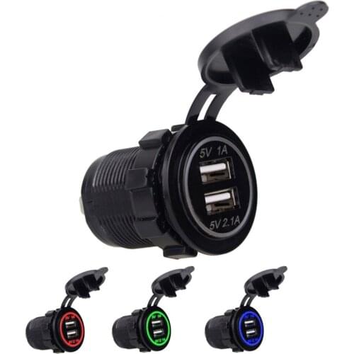 New 5V 4.2A Dual USB Charger Socket Adapter Power Outlet for 12V 24V Car Motorcycle Chager