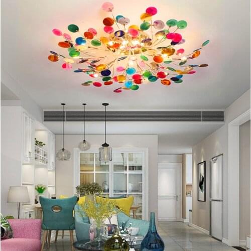 Postmodern Firefly Ceiling Lamp Living Room Colorful Agate Led Ceiling Light Loft Restaurant Interior Ceiling Decoration Fixture