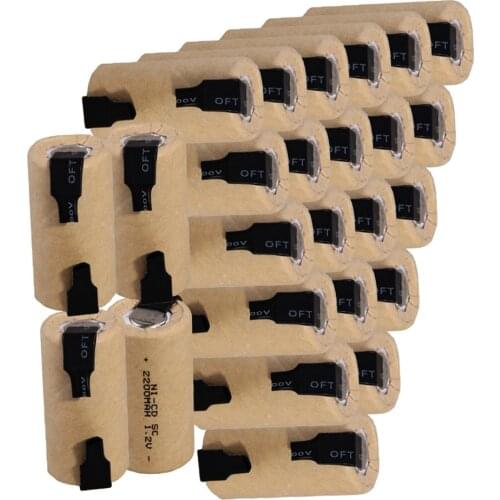 Real capacity ! 25 pieces SC battery 1.2V NICD 2200mah batteries for dewalt for electric drills power tools for bosch