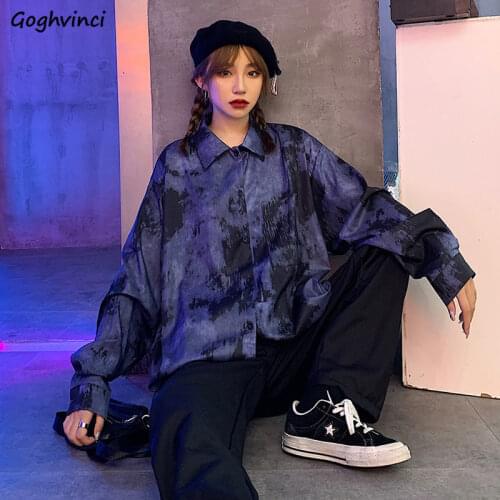 Shirts Women Spring Tie Dye Thin Oversize Long Sleeve Harajuku Street Wear Ins Trendy Casual Blouses Korean Style Teens Loose BF