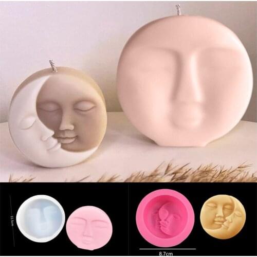 Homemade DIY Abstract Style Star Moon Big Head Smiling Face Cake Mold Aromatherapy Silicone Candle Mold
