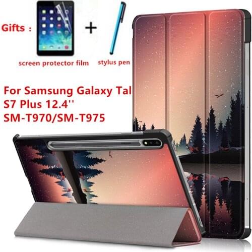 Smart Case for samsung galaxy tab S7 Plus T970 T975 Tablet Stand Holder Magnetic cover for S7 Plus 12.4 inch +screen protector