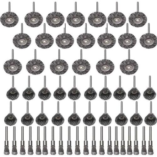 Steel Rotary Brush for 60Pcs 3mm Shank Wire Wheel Brush Mini Drill Rotary Tool for Metal Rust Polishing