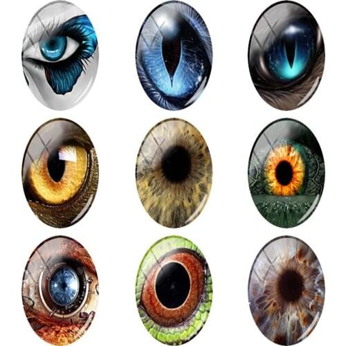 JWEIJIAO Dragon Cat Snake Eyes Photo Fashion Oval Shaped 18x25 mm 5pcs/lot Glass Cabochon Flatback Jewelry Findings Making FQ519